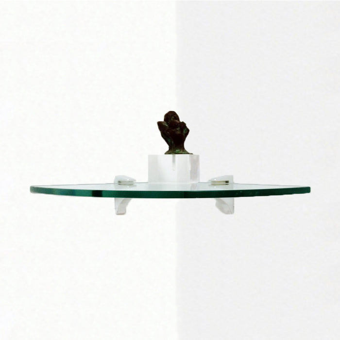 12" Qtr Rd Cardinal Corner Glass Shelves - 2 Brackets Included with Each Shelf