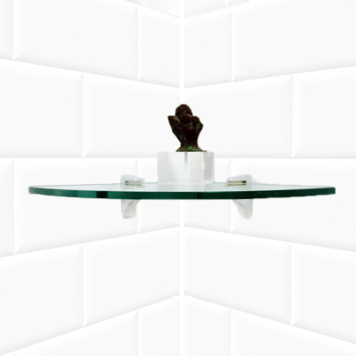 10" Qtr Rd Cardinal Corner Glass Shelves - 2 Brackets Included with Each Shelf