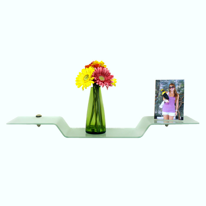 8" D x 31 1/2" Eagle Floating Glass Shelves - 2 Brackets Included with Each Shelf