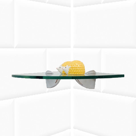 12" Qtr Rd Oriole Corner Glass Shelves - 2 Brackets Included with Each Shelf