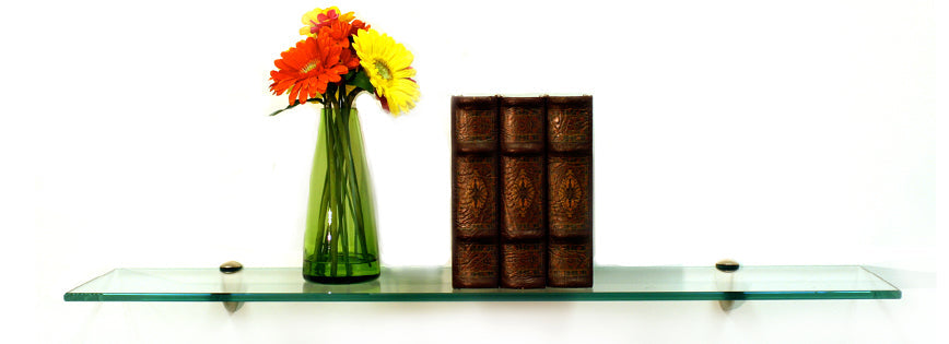 8" X 36" Peacock Bathroom Glass Shelves - 2 Brackets Included with Each Shelf