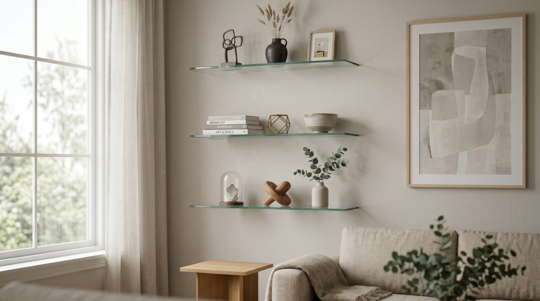Showcasing Art and Memorabilia on Glass Shelves