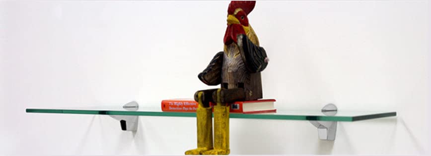 10" X 18" Falcon Floating Glass Shelves - 2 Brackets Included with Each Shelf