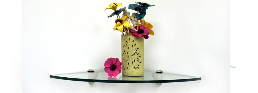 10" Qtr Rd Pelican Corner Glass Shelves - 2 Brackets Included with Each Shelf