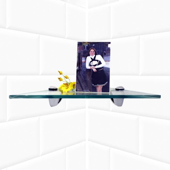 10" Triangle Robin Corner Glass Shelves - 2 Brackets Included with Each Shelf