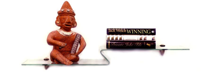 8" D x 31 1/2" Kingbird Bent Glass Shelves - 2 Brackets Included with Each Shelf