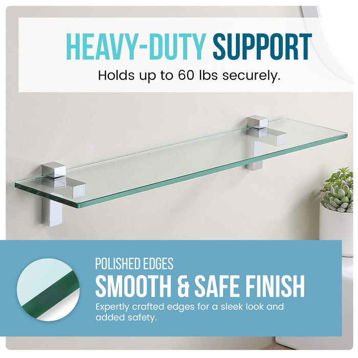10" X 30" Falcon Floating Glass Shelves - 2 Brackets Included with Each Shelf