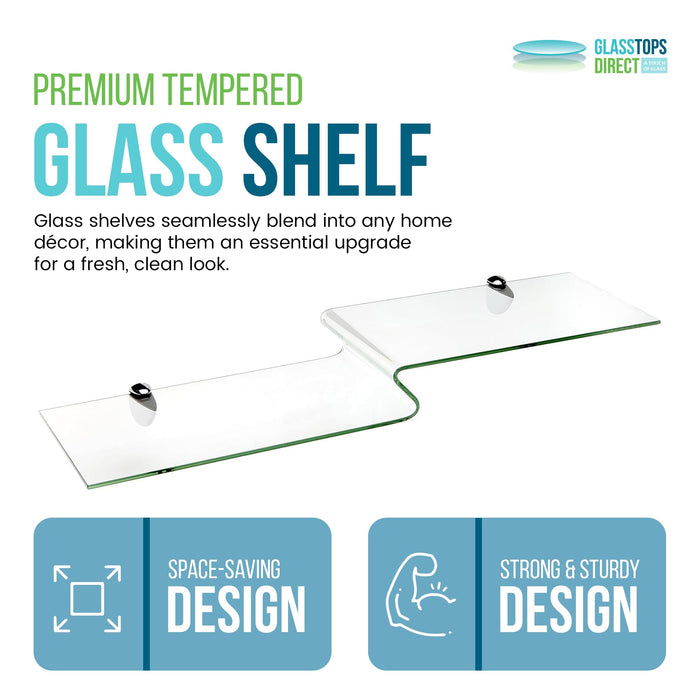 10" X 27" Oriole Floating Glass Shelves - 2 Brackets Included with Each Shelf