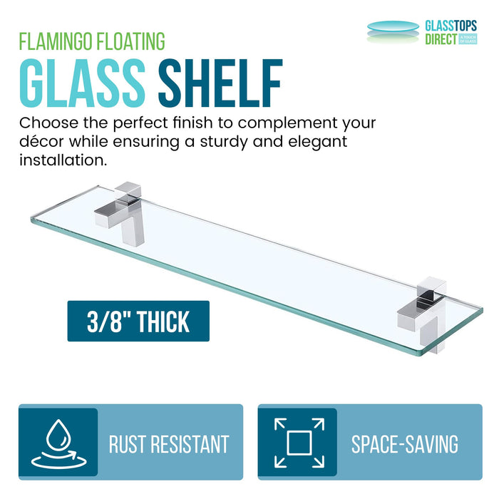 10" X 21" Falcon Floating Glass Shelves - 2 Brackets Included with Each Shelf