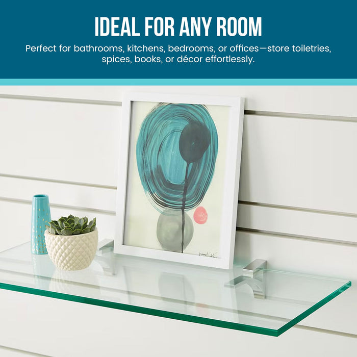 10" X 21" Crane Floating Glass Shelves - 2 Brackets Included with Each Shelf