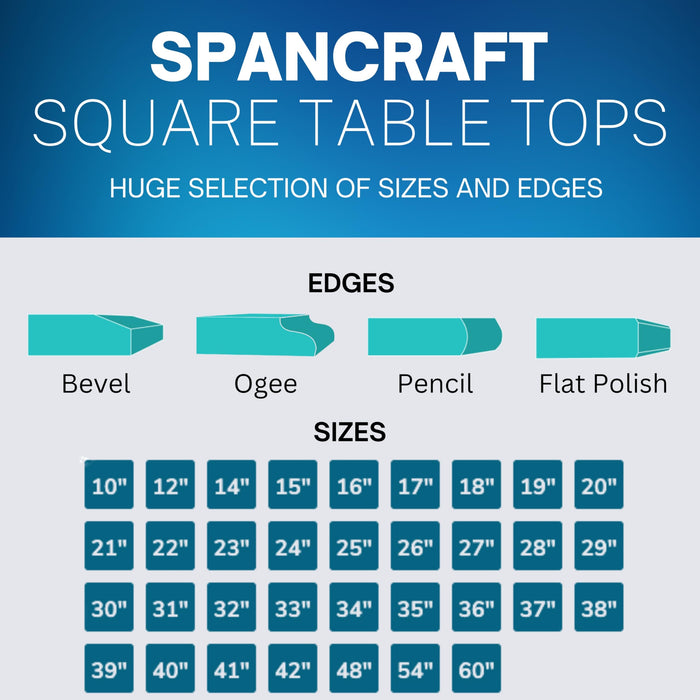 42" Square Clear Glass Table Tops