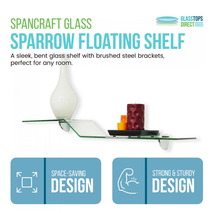 10" X 24" Monarch Floating Glass Shelves - 2 Brackets Included with Each Shelf