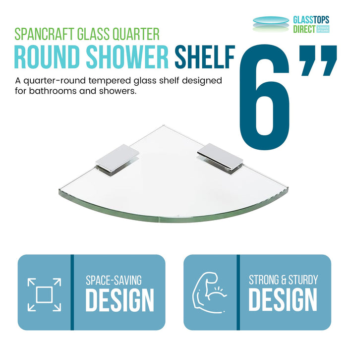 Quarter Round Shower Shelf with Square Clamps