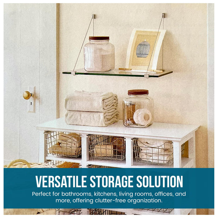 4 3/4" X 36" Crane Floating Glass Shelves - 2 Brackets Included with Each Shelf