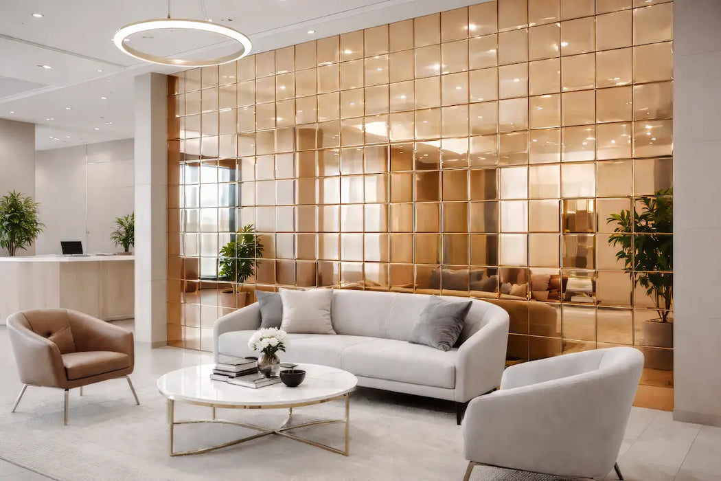 12" Gold Brown Mirror Tiles