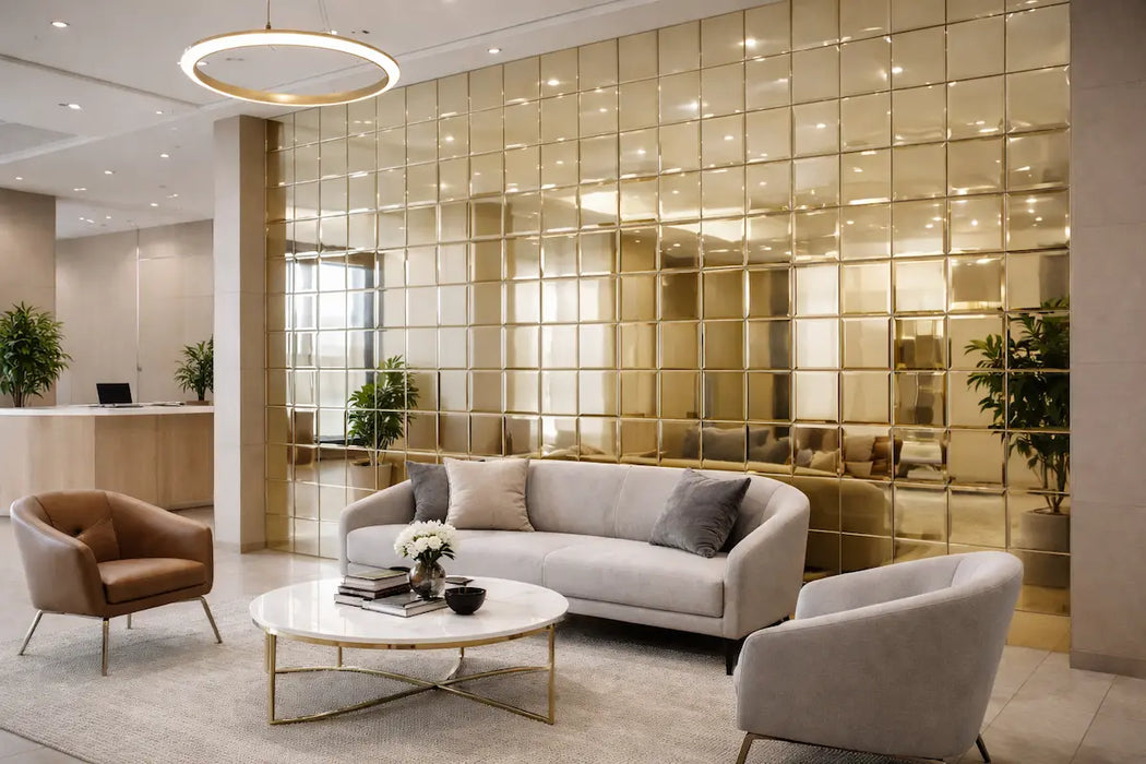 12" Gold Mirror Tiles