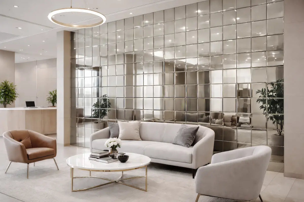 12" Grey Mirror Tiles