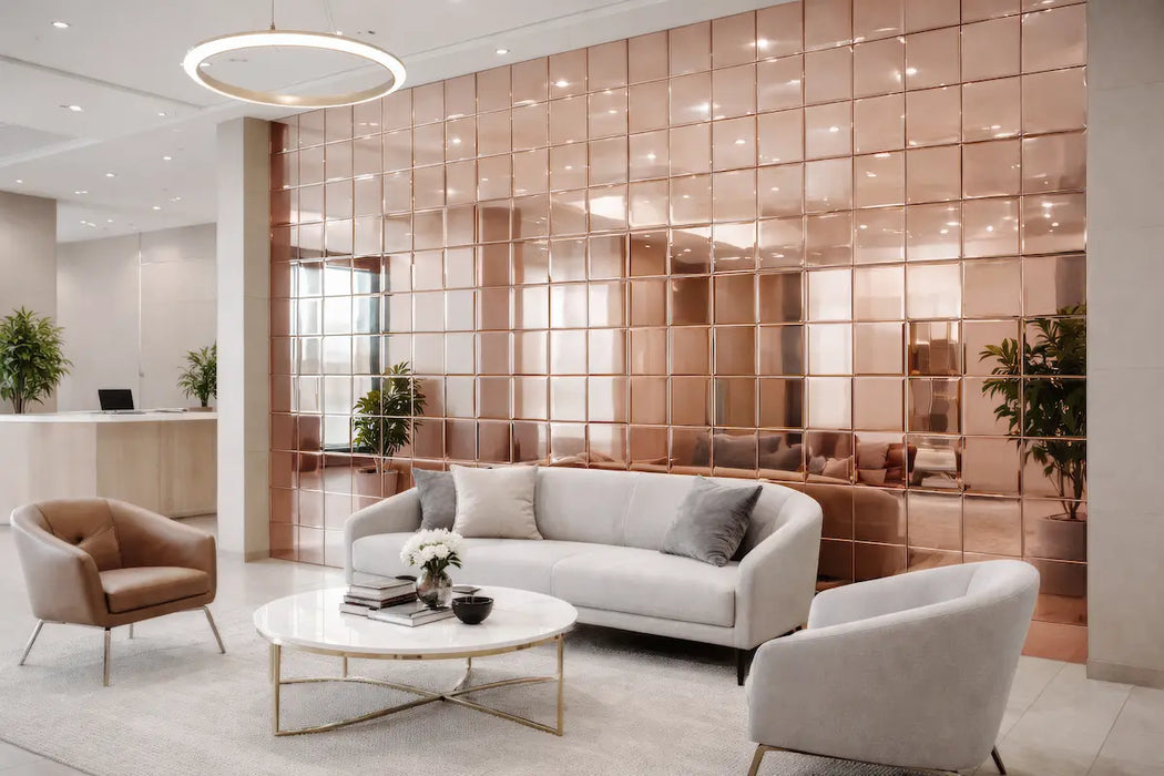 12" Pink Mirror Tiles