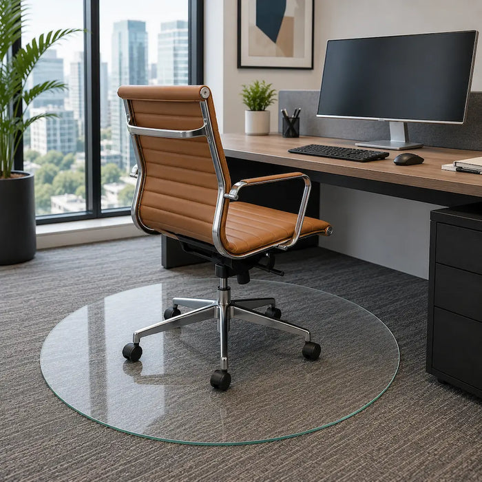 44" Round Glass Chair Mat