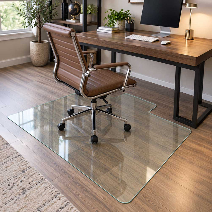 45" x 53" w/ 12" x 25" Tab Glass Chair Mat