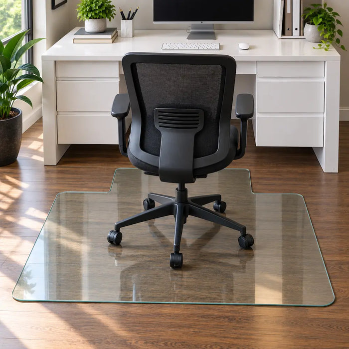 45" x 53" w/ 12" x 25" Tab Glass Chair Mat