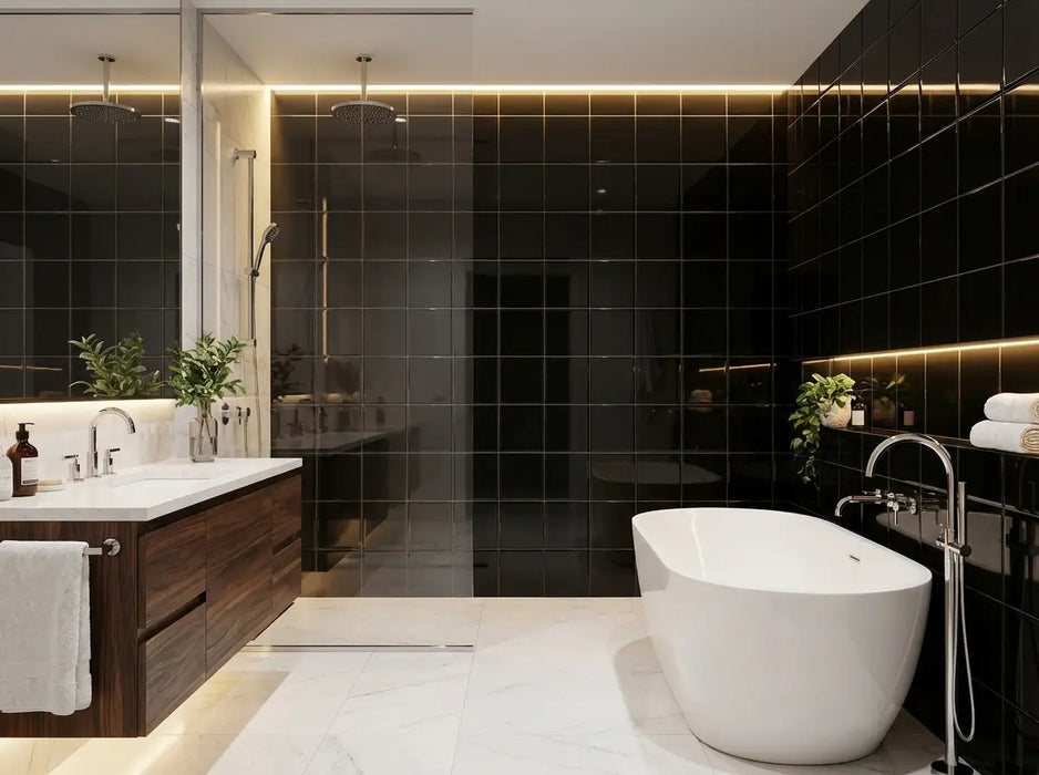 12" Black Mirror Tiles