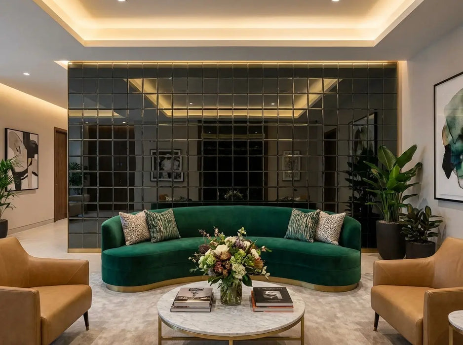 12" Black Mirror Tiles