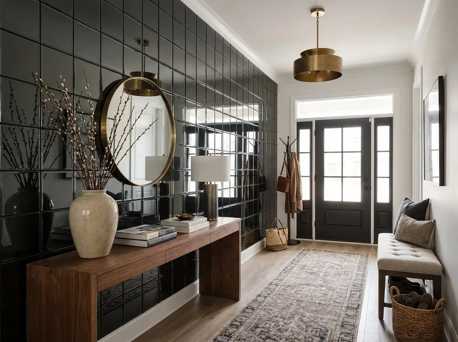 18" Black Mirror Tiles - 4 pack