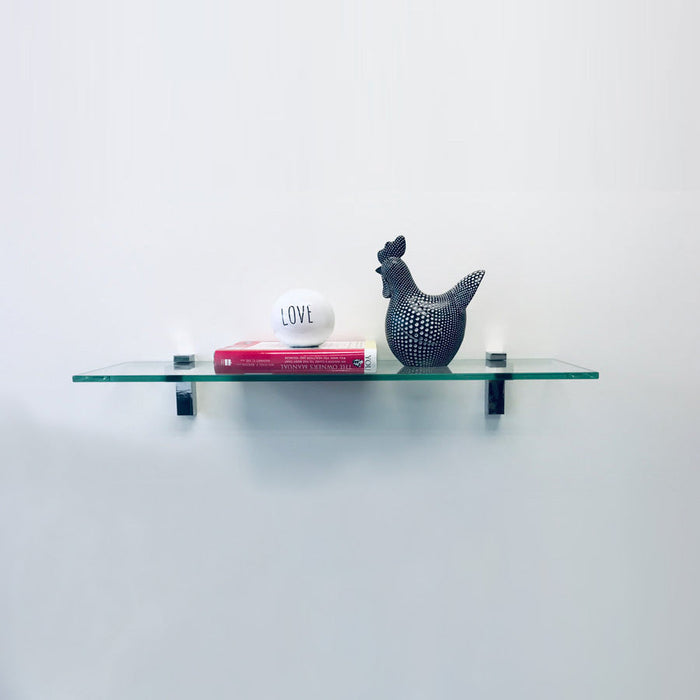 4 3/4" X 33" Flamingo Floating Glass Shelves - 2 Brackets Included with Each Shelf