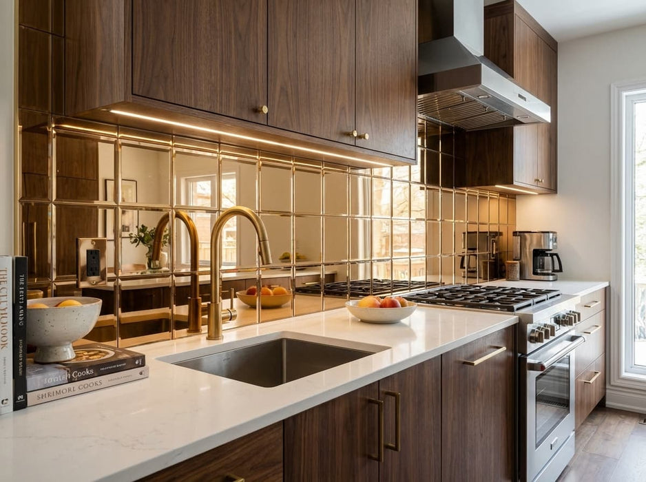 12" Gold Brown Mirror Tiles