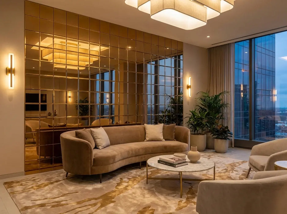 12" Gold Brown Mirror Tiles