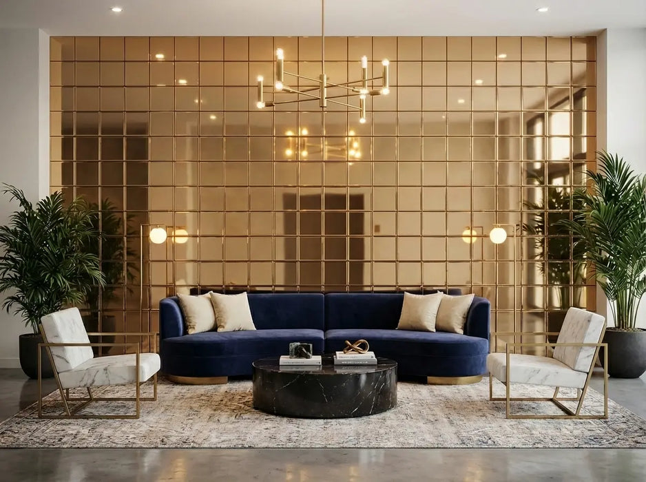 12" Gold Mirror Tiles