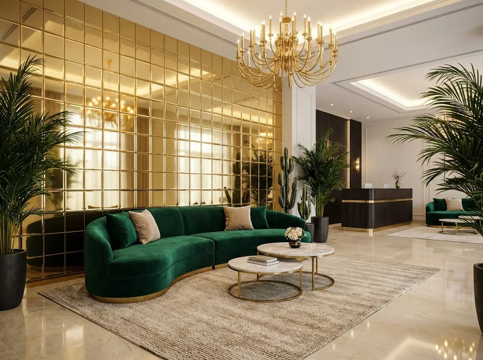 12" Gold Mirror Tiles