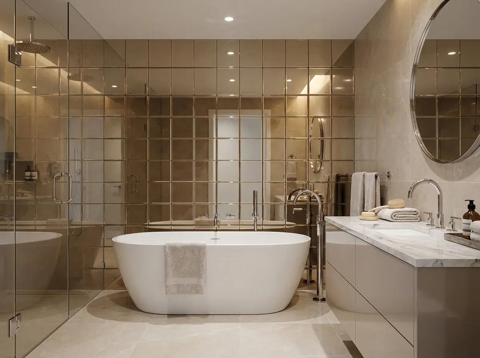 12" Grey Brown Mirror Tiles