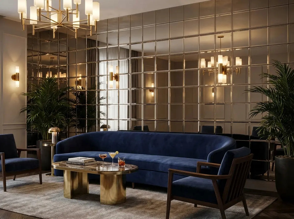 12" Grey Brown Mirror Tiles