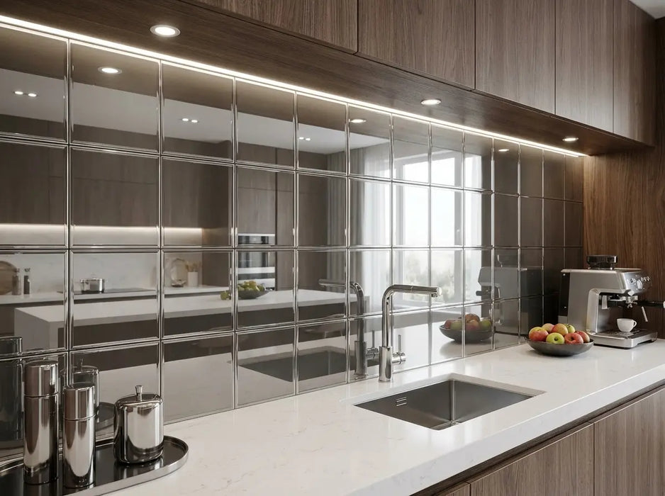 12" Grey Mirror Tiles