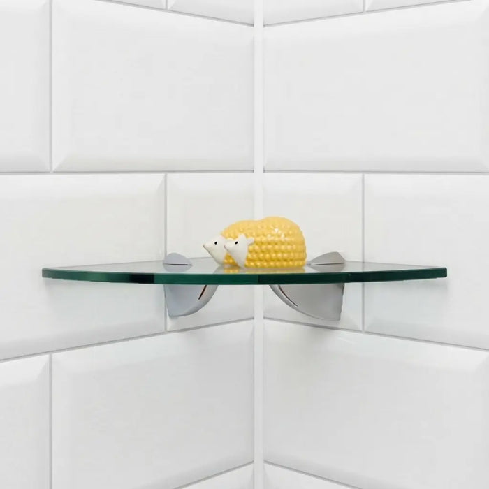14" Qtr Rd Oriole Corner Glass Shelves - 2 Brackets Included with Each Shelf