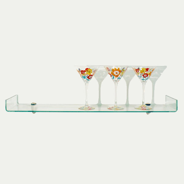 16" Qtr Rd Pelican Corner Glass Shelves - 2 Brackets Included with Each Shelf