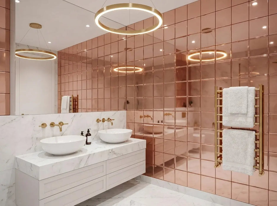 12" Pink Mirror Tiles