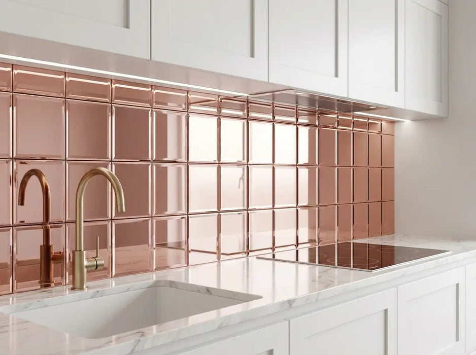 12" Pink Mirror Tiles