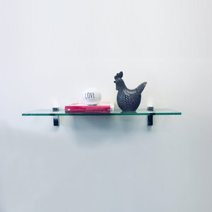 4 3/4" X 24" Flamingo Floating Glass Shelves - 2 Brackets Included with Each Shelf