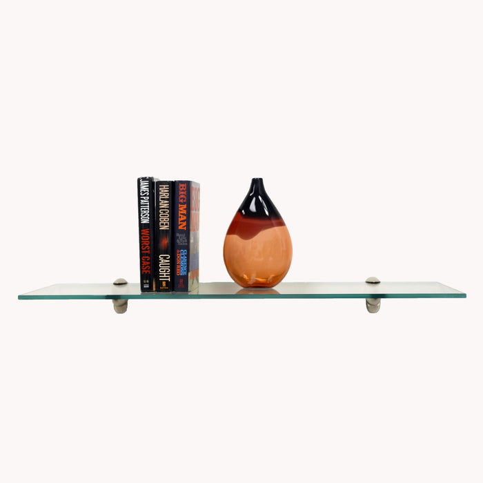 8" X 21" Heron Floating Glass Shelves - 2 Brackets Included with Each Shelf